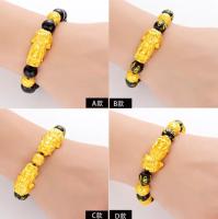 Pulsera de Obsidiana Pixiu Feng Shui Joyería de Dios Budista Amuleto de Buena Suerte para Hombres y Mujeres Joyería de Cinta de Bronce y Obsidiana Hecha en China - details 6
