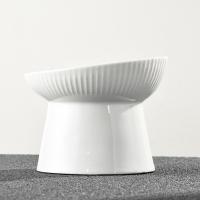 Cuenco de cerámica para gatos, cuenco creativo inclinado/plano para mascotas, base alta, multiusos, antivuelco, alimentador para beber para mascotas, protección del cuello - details 1
