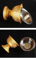 Tazas, tazones, patrón tallado de los ocho tesoros de la suerte, cuenco de agua bendita, recipiente interior de acero inoxidable, patas altas - details 7