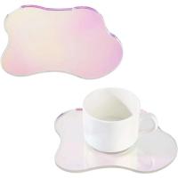Posavasos acrílico en forma de nube para cocina, 5,1x6,4 pulgadas, irregular, color arcoíris, creativo, decorativo, 2 piezas - details 0