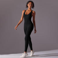 Body de Yoga de una pieza, conjunto de pantalones sin costuras, levantamiento de glúteos, Espalda descubierta, ropa sin mangas - details 7