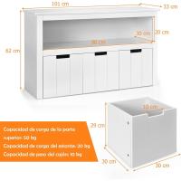 Madera con ruedas y cubos para juguetes de niños, amplio espacio, organizador duradero para - details 2
