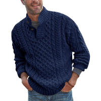 Suéter de punto de manga larga para hombre, cuello medio alto, color sólido, otoño e invierno, nuevo, 2024 - details 2