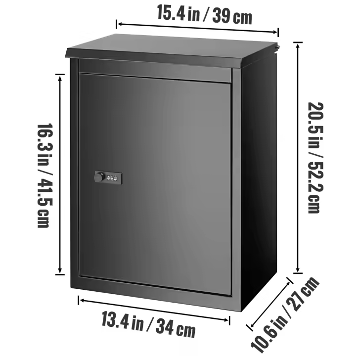 SucceBuy Caja de entrega de paquetes para exterior, buzón de pared con cerradura codificada, antirrobo, resistente al agua IPX3, acero galvanizado grande con cerradura para acera, porche - 1