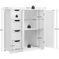 Armario de Baño de Suelo Mueble Auxiliar Comodo con 4 Cajones Estante Ajustable 81x30x83 cm Blanco - details 2