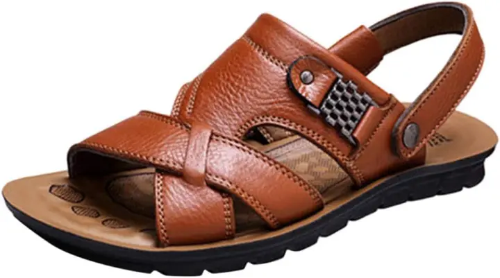 Sandalias de senderismo para hombre de cuero casual sandalias de caminar al aire libre antideslizantes sandalias romanas zapatillas cuero zapatos verano oferta senderismo sandalias - 1