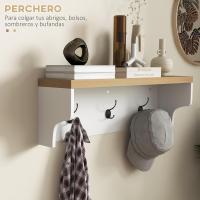 Recibidor con Perchero y Banco Zapatero 2 en 1 Muebles de Entrada con 3 Ganchos y Estantes para 9 Pares de Zapatos 75x30x50 cm y 75x20x22,5 cm Blanco - details 4