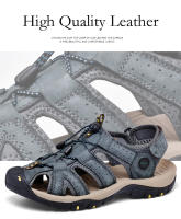 Sandalias de verano para hombre, nuevas sandalias de cuero genuino, zapatos de cuero transpirables para hombre, sandalias de playa, sandalias suaves de marca para exteriores para hombre, sandalias romanas - details 5