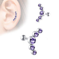 Piercing de cristal para cartílago para mujer, pendiente de hélice, pasador de acero inoxidable, tragus, joyería daith de racimo, 2 piezas - details 9