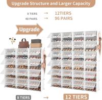 Mueble Plástico, 8 Niveles, 32 Pares de Zapateros, Organizador Portátil, Zapatero Que Ahorra Espacio, para Armario, Entrada, Dormitorio, Pasillo (Blanco, 2 x 8) - details 20