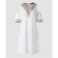 Vestido de verano con cuello en V para mujer, vestidos blancos a la moda para mujer - details 3