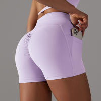 Hamidou-pantalones cortos de gimnasio cruzados para mujer, pantalones cortos de Yoga con bolsillos, mallas de entrenamiento para mujer, pantalones cortos de cintura alta, realce de glúteos - details 29