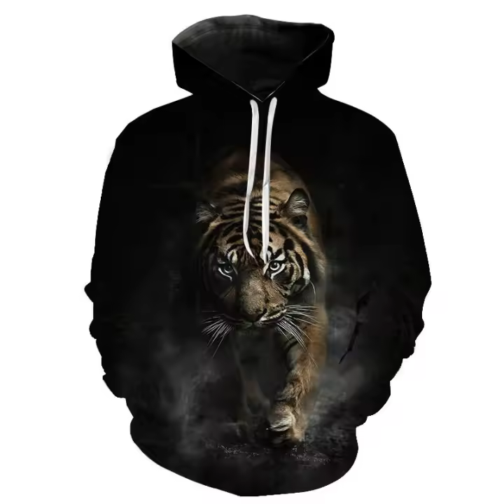 Sudadera con capucha informal para hombres y niños, con impresión digital 3D de tigre arcoíris, nueva - 1