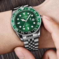 Relojes de marca famosa de lujo para hombres, relojes de cuarzo con calendario informal y banda de acero inoxidable a la moda para estudiantes y niños, relojes masculinos verdes 2024 - details 9