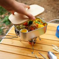 Fiambrera Portátil para Picnic al Aire Libre, juego de Cocina de Acero Inoxidable para Camping, Tajadera de Madera de Bambú - details 10