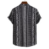 Camisa informal con botones y solapa de manga corta para hombre, estilo bohemio, vacaciones diarias, tops de verano - details 1