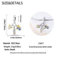 Cuentas de mujer con alas infinitas y cruz de ángel, adecuadas para hacer joyas de pulsera de plata con piedra principal de circón - details 1