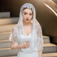 Velo de encaje blanco y negro Vintage, Mantilla de novia de masa latina elegante, tocado para cubrir la cabeza de boda de estilo español - details 5