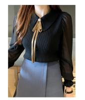 2025 otoño mujer gasa Patchwork suéter manga linterna cuello vuelto jersey con botones mujer Oficina señora suéter invierno - details 26