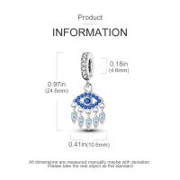 Encanto de Ojo Sacro de Plata de Ley 925 Cuentas de Zirconia Cúbica para Hacer Joyería - details 1