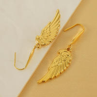 Acero inoxidable alas pendientes para mujeres 18K oro nicho diseño sentido titanio acero earlocks ornamentos - details 1