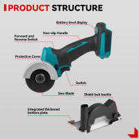 ONEVAN-amoladora angular sin escobillas, sierras circulares eléctricas inalámbricas de velocidad Variable de 76mm, herramienta eléctrica de corte para juego de pines de batería Makita - details 1
