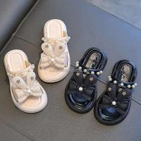Nuevas zapatillas de goma para niños, sandalias 2024 con diseño de lazo, zapatos bonitos y a la moda para mujer, plataforma de verano a bajo precio - details 3