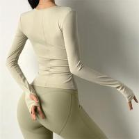 Camiseta de Yoga con almohadilla interior para mujer, Top de manga larga para culturismo y Yoga, ropa deportiva de ajuste seco, ropa deportiva para gimnasio, Top de entrenamiento - details 12