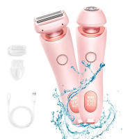 Maquinillas de afeitar eléctricas para mujer, afeitadoras faciales 2 en 1 para Bikini, depilación para axilas, piernas, recortador corporal para mujer, resistente al agua IPX7 - details 0