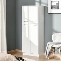 Armario alto de 2 puertas, mueble auxiliar de almacenamiento multifuncional con 5 estantes y estantes ajustables, moderno para salón, dormitorio, cocina, 59x31x155 cm, blanco. - details 1