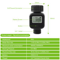 Medidor de flujo de agua Digital, medidor de agua con manguera de 3/4 ", medición de consumo y flujo de agua con conectores rápidos para jardín al aire libre - details 1
