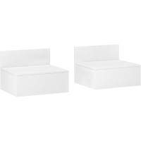 2 Mesitas de Noche Flotantes Mesitas de Noche para Dormitorio con Cajón Mesas de Noche para Habitación Salón Hogar 43x36,5x30,5 cm Blanco - details 0