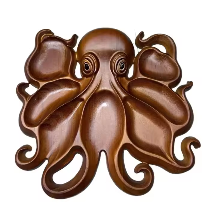 Bandeja de madera para servir pulpo, bandeja única decorativa, plato de comida de pulpo, tablas de charcutería de pulpo con partición novedosa, comida para fiesta - 1