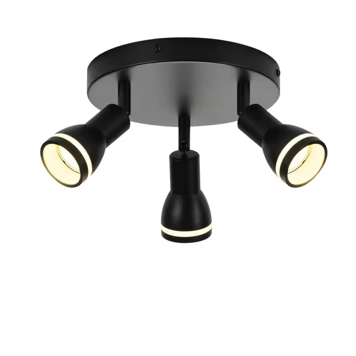 CBJKTX Lámpara de techo negra moderna: 3 focos de techo de metal ajustables GU10 Lámpara de techo para dormitorio comedor sin bombilla - 1