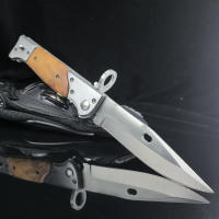 Cuchillo De Sobrevivencia AK-47 Para Caza Al Aire Libre Hoja De Acero 440C Mango De Madera Coloreada Con Funda EDC Táctico De Hoja Plegable - details 4