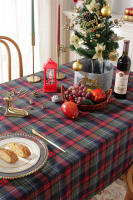 Mantel de Mesa de Cuadros de Navidad Tejido de Poliéster y Algodón en Rojo y Verde para Hogar y Fiestas - details 26