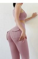 Mallas deportivas elásticas de cintura alta para mujer, pantalones ajustados de Color sólido para entrenamiento, venta al por mayor, para correr, gimnasio, Fitness, Yoga - details 33