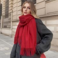 Bufanda de Cachemira de Color liso para mujer, chales gruesos y cálidos de Pashmina con borlas, manta femenina, Hijab, 2024 - details 0