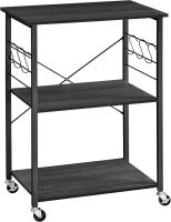 Estantería de Cocina con Ruedas, Carrito de Servicio de 3 Niveles, Estantería para Microondas, Horno, Tostadora, Marco de Metal con 6 Ganchos, Marrón Rústico y Negro KKS60XV1 - details 8
