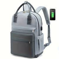 2024 Nueva Moda Mochila para Portátil de Gran Capacidad, Tela Oxford Blanca, Cierre de Cremallera, Lavado a Mano Únicamente, Bolso de Viaje de Negocios con Bolsillos Laterales y Ranura para Bolígrafos - details 6
