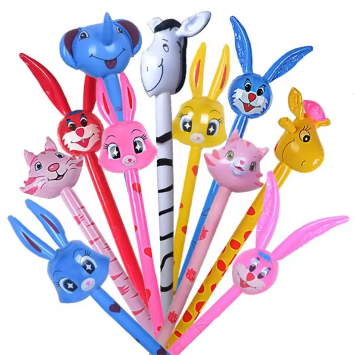 with Sound Inflatable Animals Stick Animal Theme Balloon Sticks Inflatable Hammer Sticks Giraffe Elephant Jungle Safari - 1
