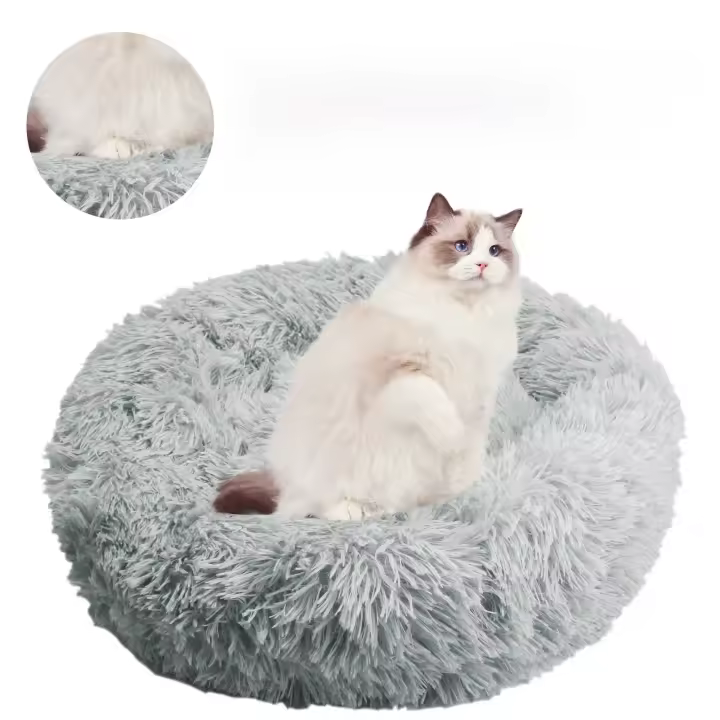 Cama Redonda Para Mascotas 35cm Super Suave De Peluche Larga Cama Para Perro Pequeño Casa De Invierno Caliente Tapete De Descanso Para Gato - 1