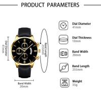 Reloj de pulsera deportivo de estilo clásico de lujo de primera calidad, funda de aleación, correa de cuero, reloj de pulsera de cuarzo para negocios, reloj con calendario, regalo - details 7