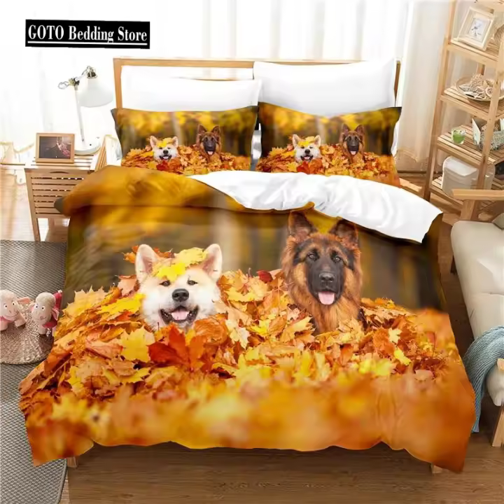 Juego de Ropa de Cama Gruesa para Invierno Estampado 3D de Escenografía de Primavera-Otoño - 1