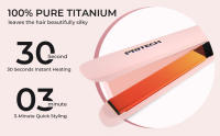 Plancha de titanio PRITECH, temperatura ajustable (290-450 ° F), 1 plato, alisador/rodillo para el cabello, rosa - details 2