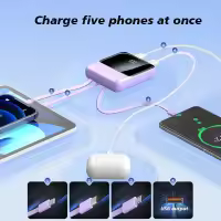 Viene con un banco de energía de 4 cables, 20000mAh, gran capacidad de carga rápida, carga Flash, ultradelgado - details 3