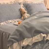 2PCS Household Candy Color Ruffle Pillow Case Soft Nordic Style Princess Pillowcase Decorative Washable Pillow Towel Bedroom - details 2
