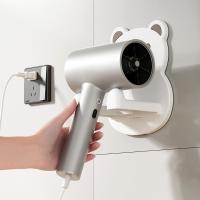 Soporte de plástico para secador de pelo de oso de dibujos animados, soporte de almacenamiento autoadhesivo para soplador de aire, estante para secador de pelo montado en pared para baño - details 4