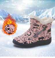 Botas de nieve con doble cremallera para mujer, botas cortas de invierno de barril corto de gran tamaño con botas de algodón - details 6