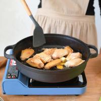 Sartén de hierro fundido duradera de 22/25 cm antiadherente y gruesa con tapa, doble asa, wok de hierro para cocina de gas e inducción. - details 25